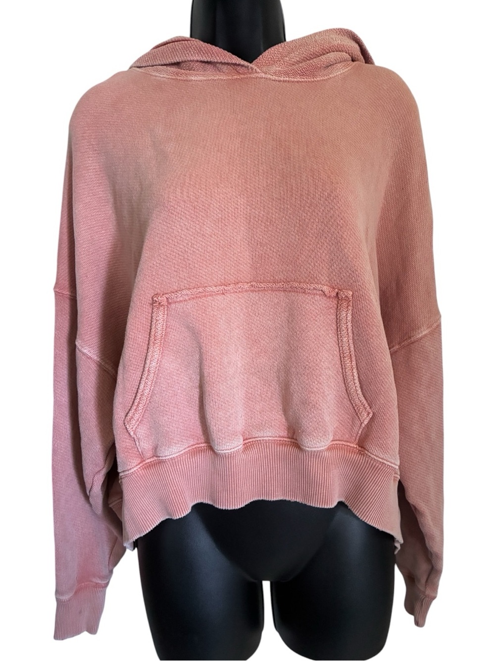 American Eagle Washed Rose Oversized Skater Vintage Wash Pullover Hoodie Sz L